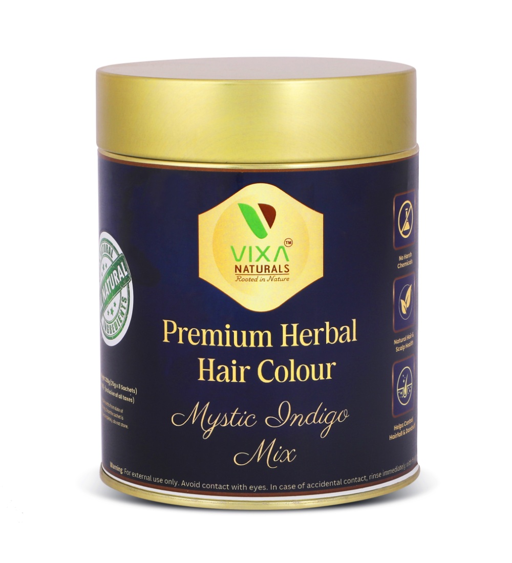  Women's Vixa Naturals Indigo Mix Hair Color | Henna Powder for Hair | Natural Black Herbal Hair Dye | Organic Mehndi with Indigo, Tulsi, Baheda &amp; Thankuni | 25g x 8 
