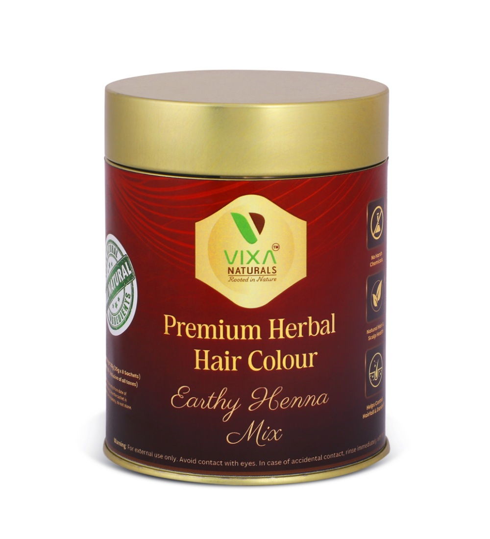  Women's Vixa Naturals Dark Brown Mix Hair Color | Henna Powder for Hair | Natural Black Herbal Hair Dye | Organic Mehndi with Indigo, Tulsi, Baheda &amp; Thankuni | 25g x 8 