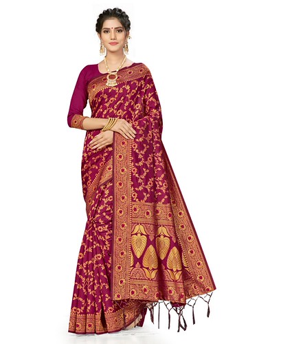 Women's Georgette Plain Saree With Blouse (Dark Green, 5-6 Mtrs)