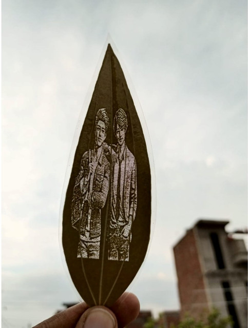 Custom Birthday Leaf Art  Engraved Portrait on Natural Leaf