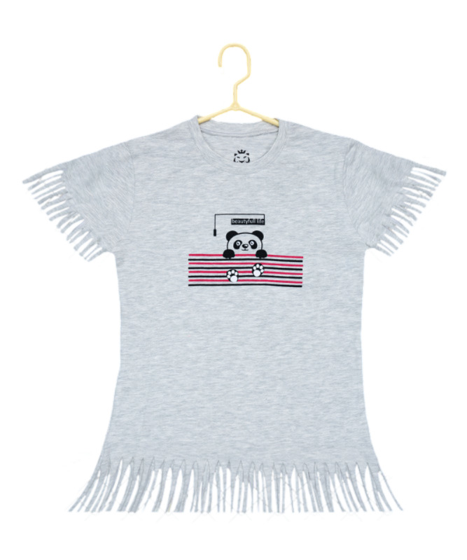 Generic Girl's Casual Short Sleeve Printed Cotton T Shirt (Grey)