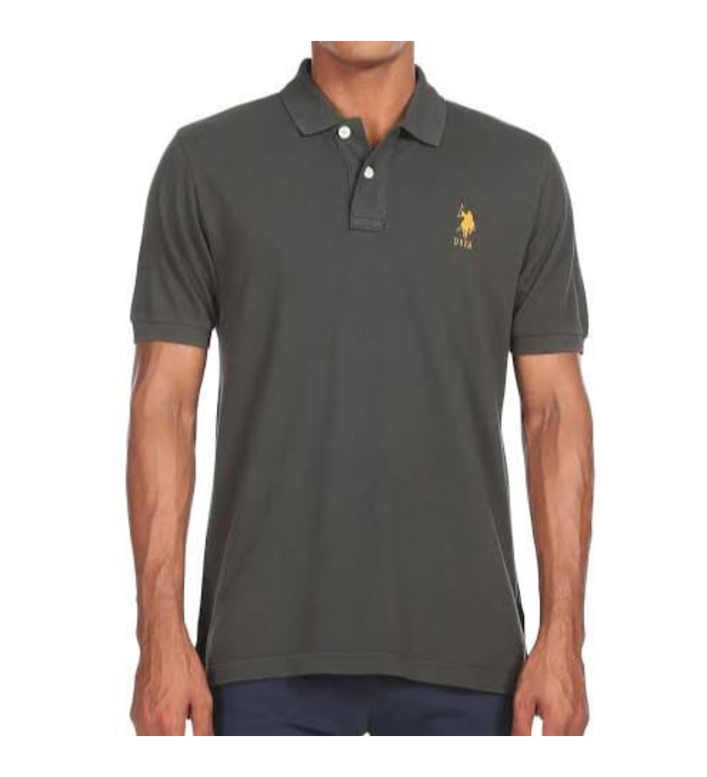 Generic Men'sï¿½Casual Half sleeve Solidï¿½Cotton Polo Neck T-shirt (Dark Grey)