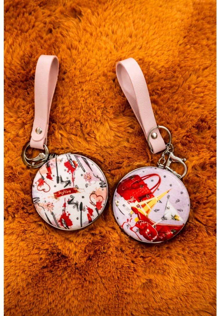 Metal Circle Frame Pocket Mirror (Multicolor)