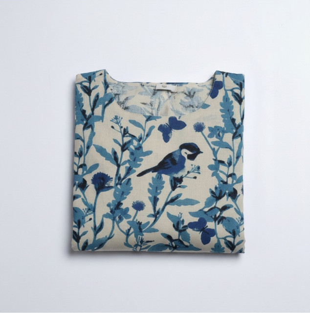 Generic Women's Cotton Printed Kurti (Blue)