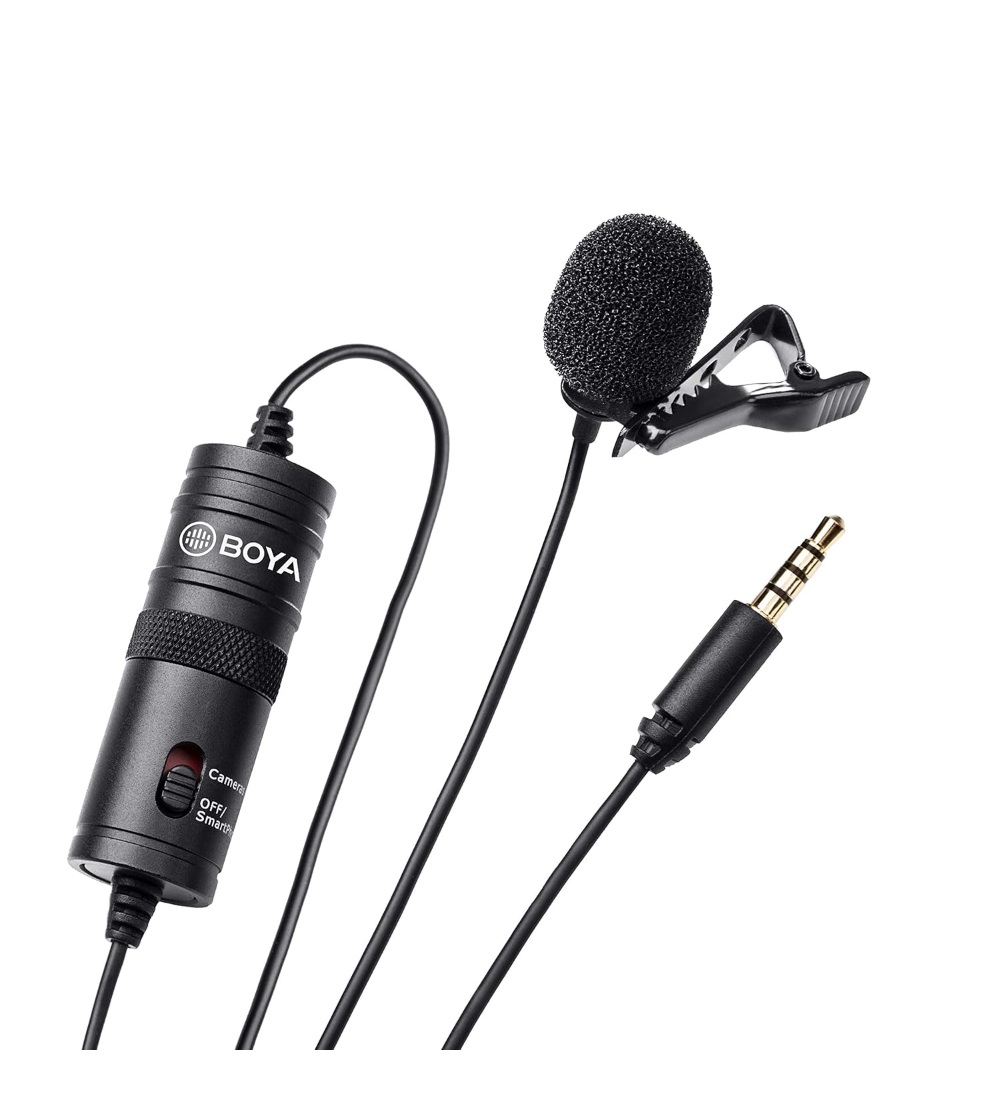 Plastic BOYA BY-M1 Lavalier Condenser Microphone with 20ft Audio Cable