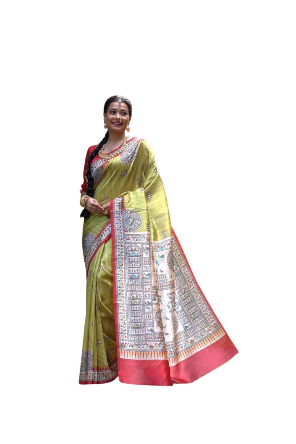 Generic Women's Faux_Tussar_Silk Printed Saree With Unstitched Blouse 5.5Mtrï¿½(Mustard)