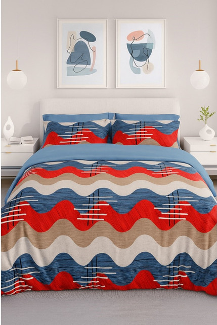 Microfiber Floral Printed Double Bedsheet with 2 Pillow Covers (Multicolor)