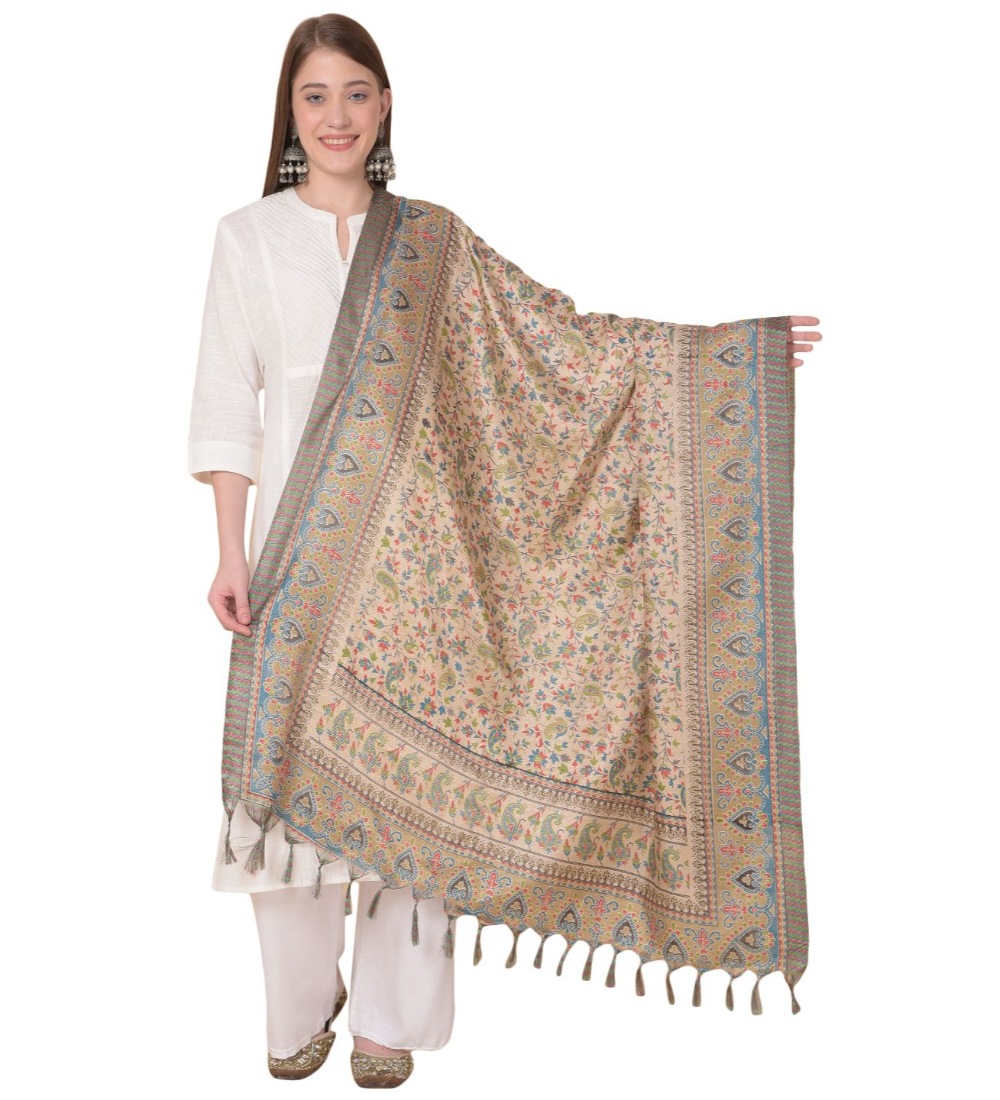 Women's Art Silk Printed Dupatta (Light Brown, Length: 2.25 to 2.50 Mtr)