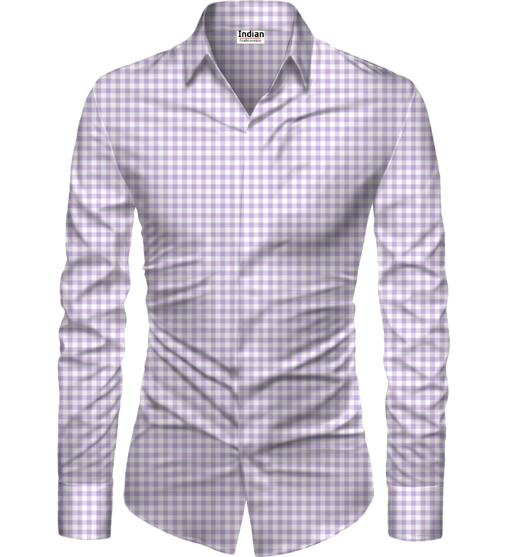 Men's Casual Floral Printed Cotton Blend Unstitched Shirt Fabric 1.6 Mtrs (Purple)