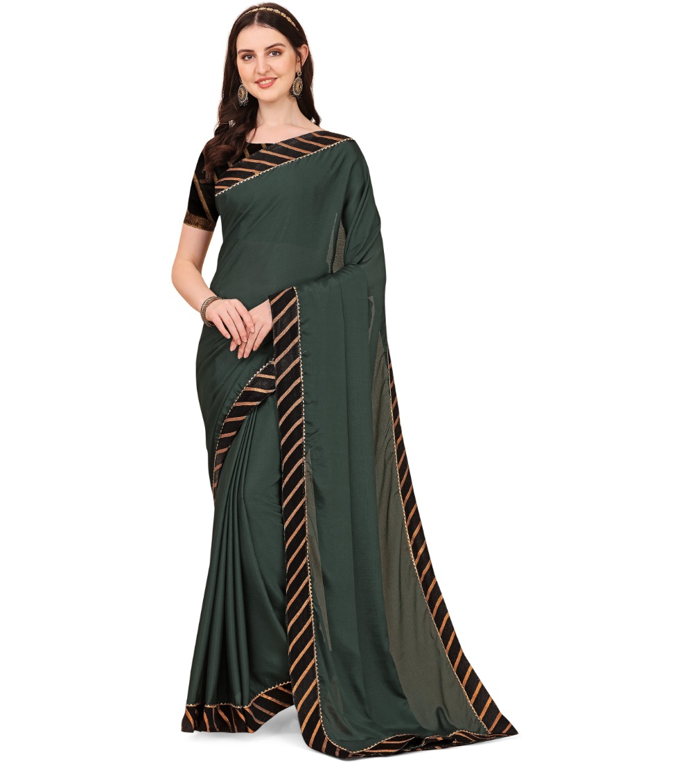 Women's Chiffon Self Design Saree With Unstitched Blouse 5.5Mtr (Grey)