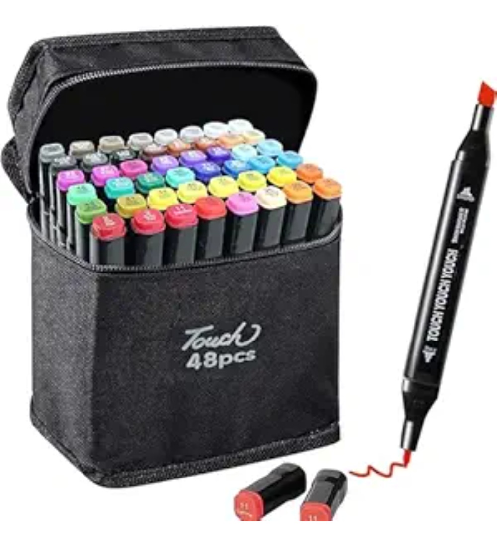 Plastic 48Pcs Colors Art Markers Sketch Pen Dual Tip Artist Art Marker (Multicolor )