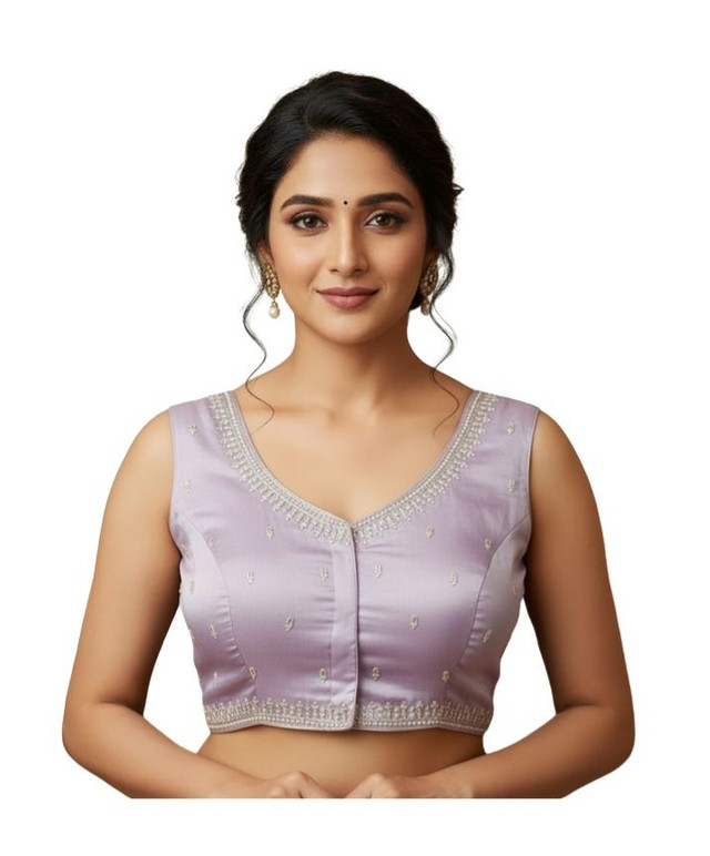 Women's Zimmi Choo Sequin Work V-Neck Padded Blouse (Lavender 38 Ready (Self Alterable 36â€“40)