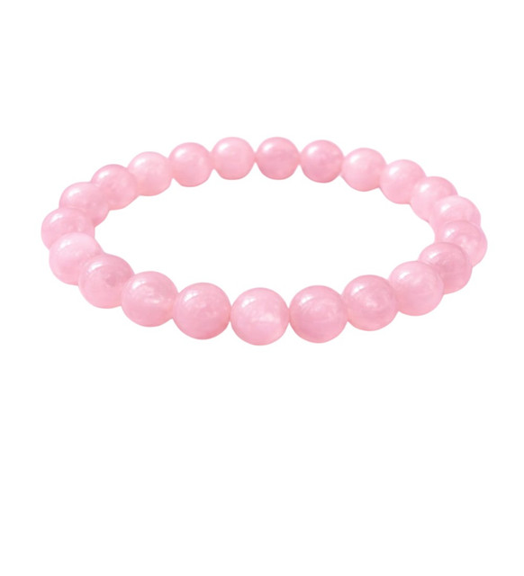 Natural Crystal 8mm Rose Quartz Bracelet (Light Pink)