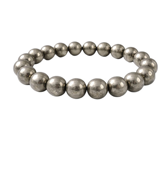 Natural Crystal 8mm Pyrite Bracelet (Grey)