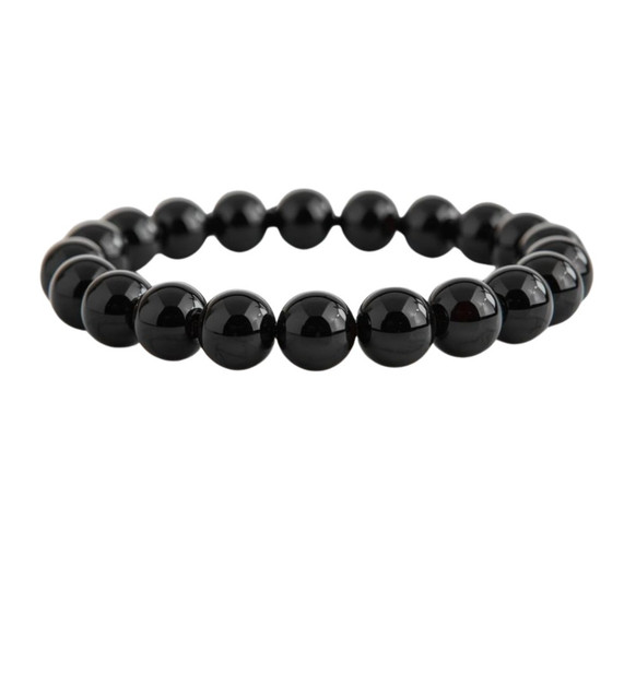 Natural Crystal 8mm Black Obsidian Bracelet (Black)