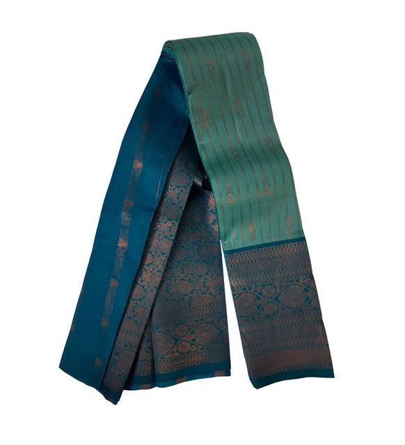 Women's Soft Silk Wooven Saree With Unstitched Blouse 5.5Mtr (Dark Pista)