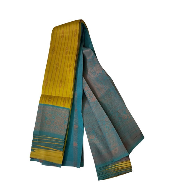 Women's Soft Silk Wooven Saree With Unstitched Blouse 5.5Mtr (Musterd Yellow)