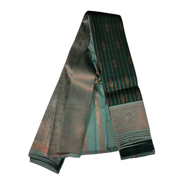 Women's Soft Silk Wooven Saree With Unstitched Blouse 5.5Mtr (Green)