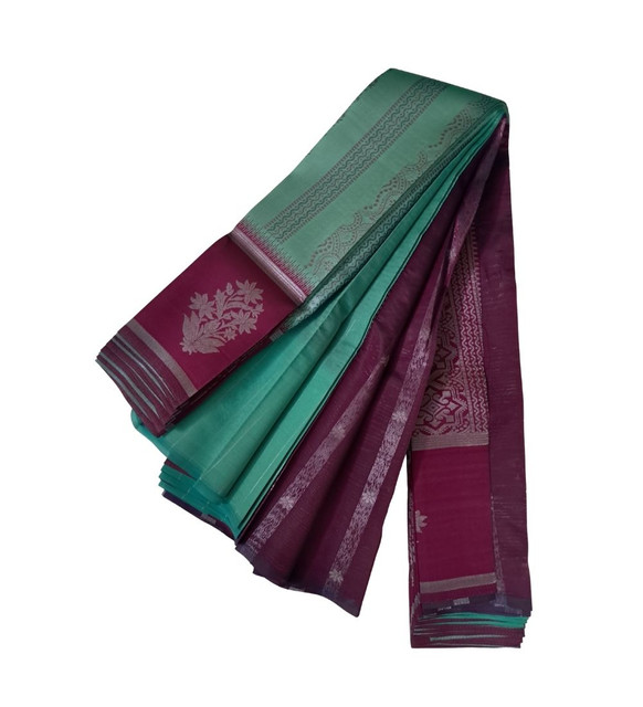 Women's Soft Silk Wooven Saree With Unstitched Blouse 5.5Mtr (Dark Pista)