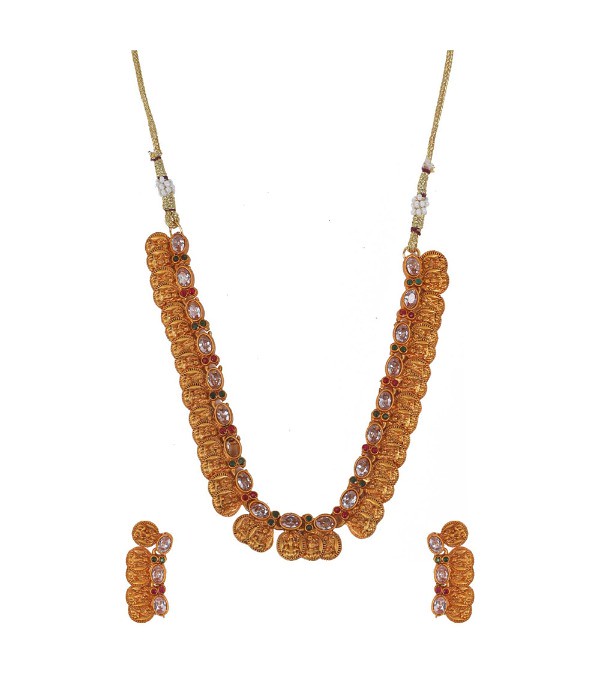 Women's Elegent Laxmi Coin Shape Jewellery Chowker Set (White, Free Size)