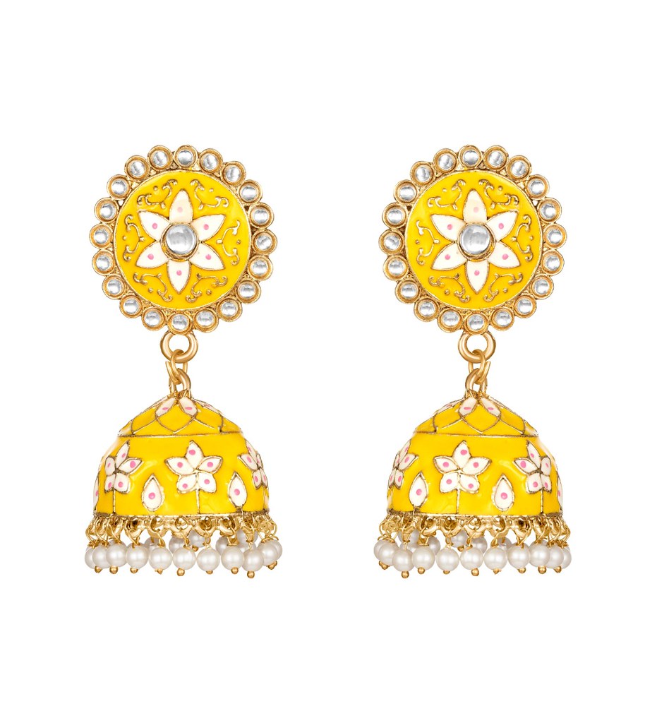 Women's Rose Gold Plated Alloy Earrings (Yellow)