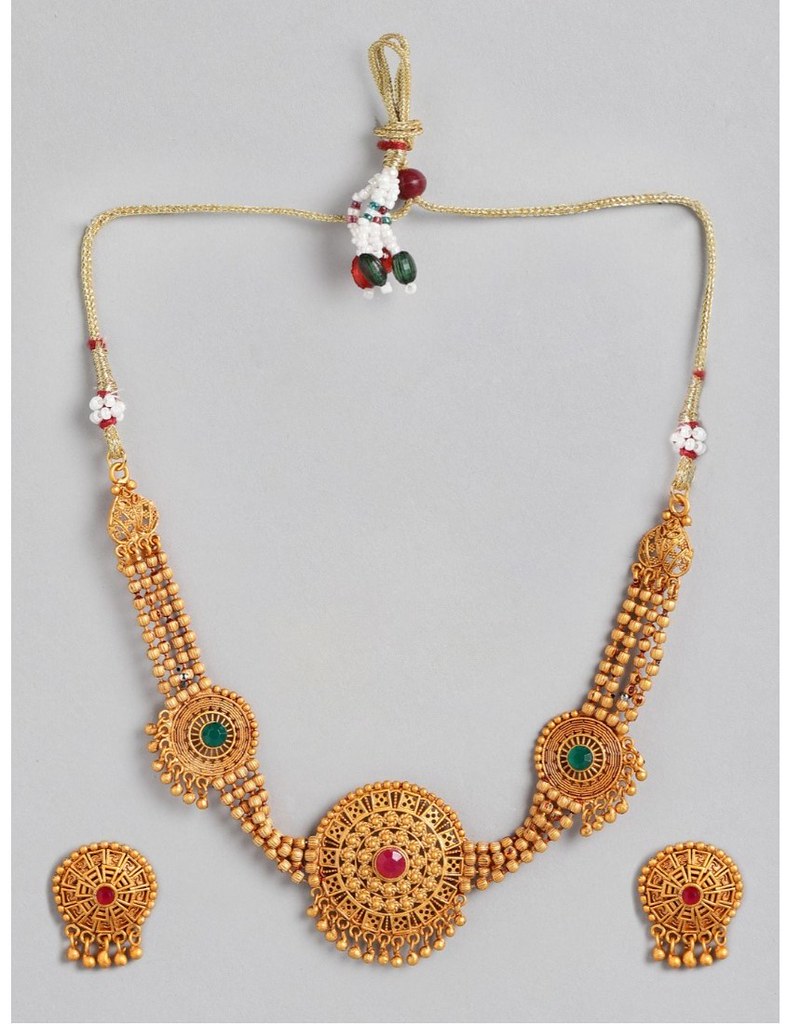 Women's Rose Gold Plated Alloy Necklace &amp; Earings Set (Multicolor)