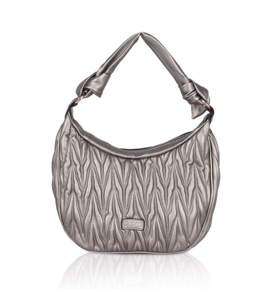 Women's Faux Leather Textured Handbag (Silver Grey)
