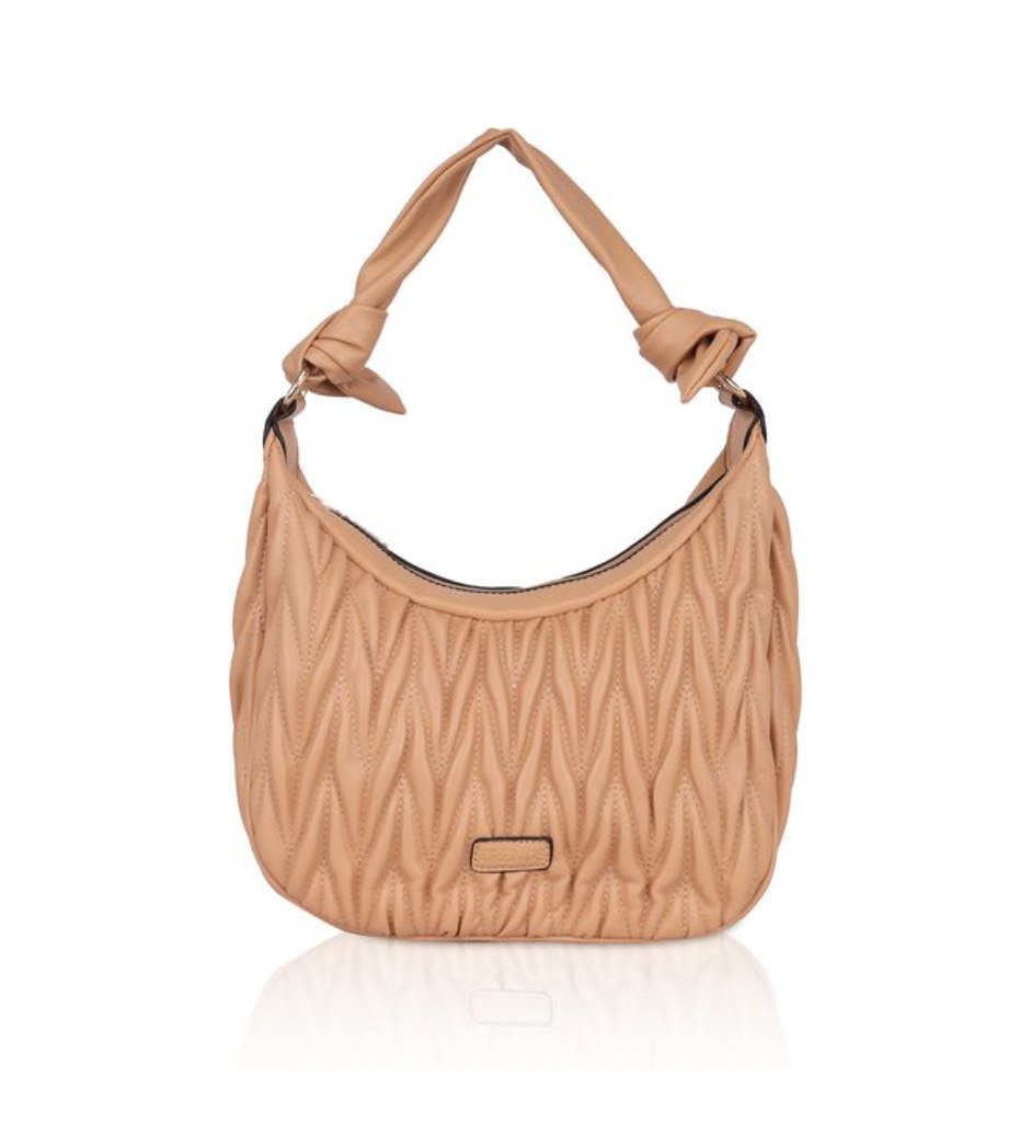 Women's Faux Leather Textured Handbag (Beige)