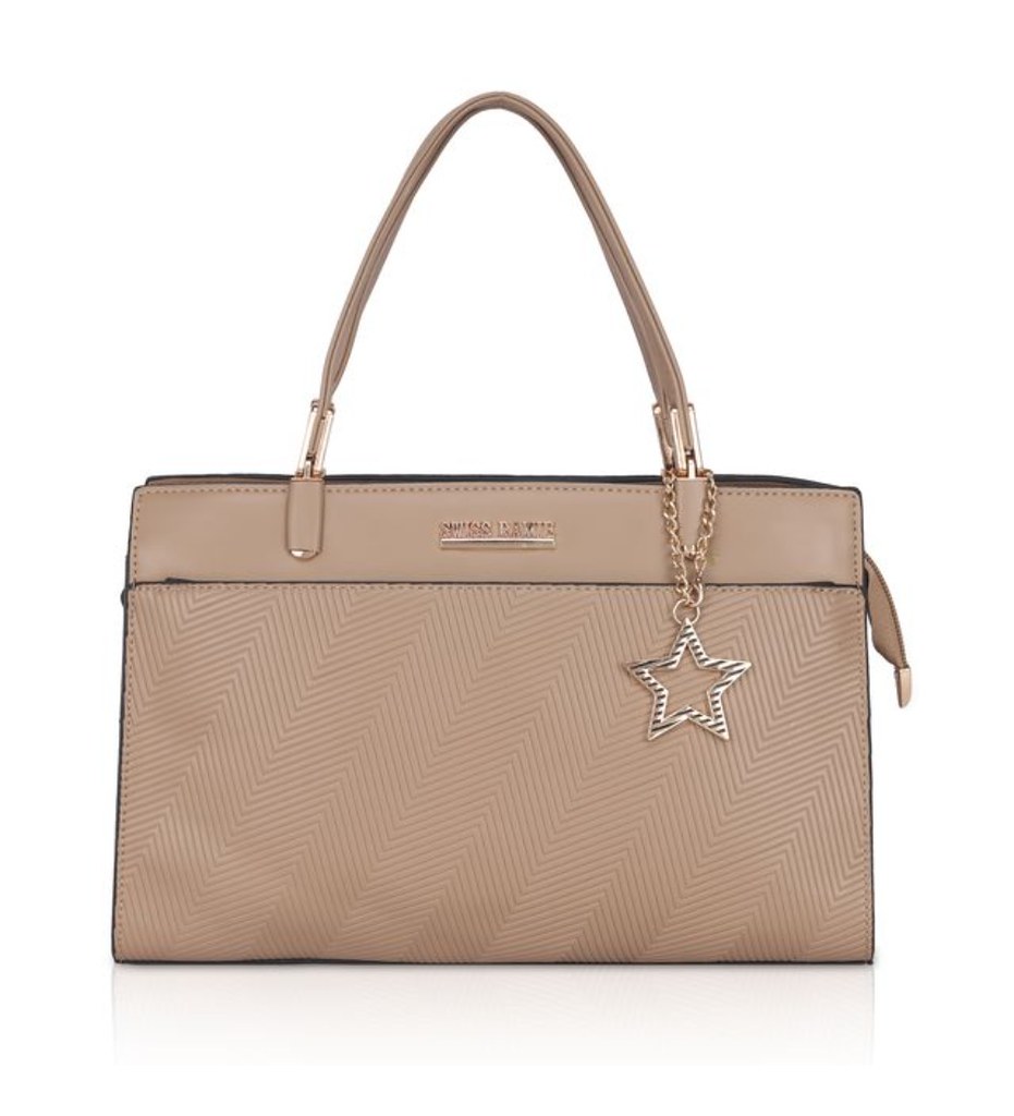 Women's Faux Leather Textured Adjustable Long Belt Handbag (Khaki)