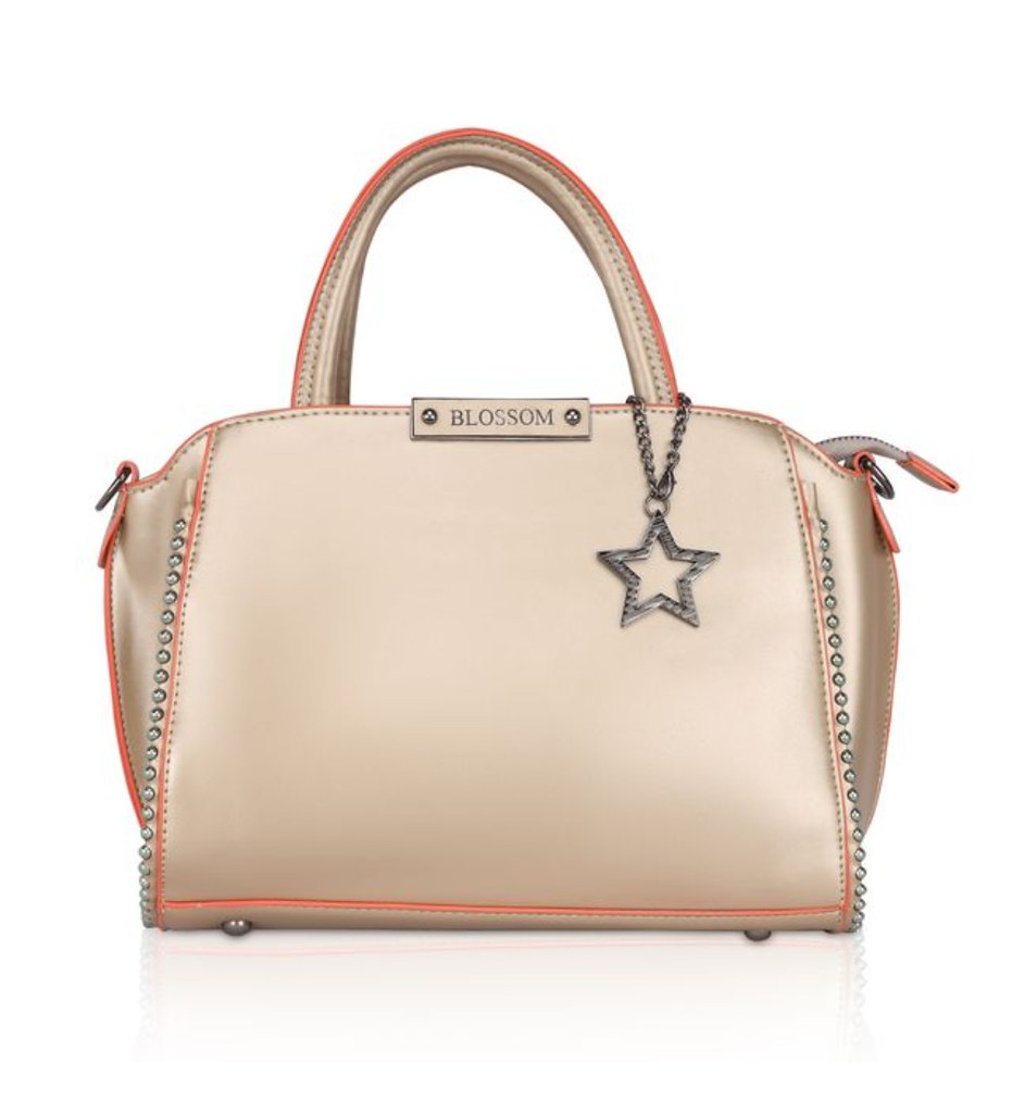 Women's Faux Leather Metal Beads Handbag (Gold)