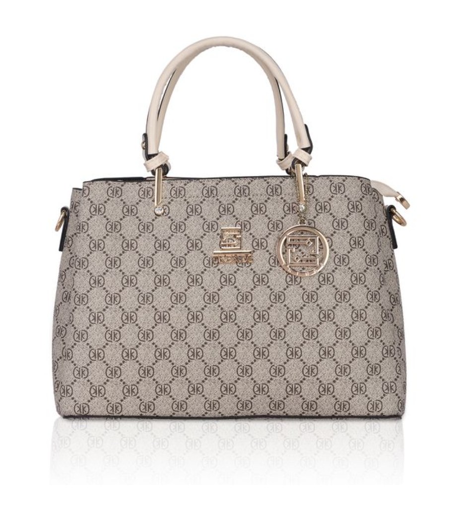 Women's Faux Leather Printed Handbag (Beige)