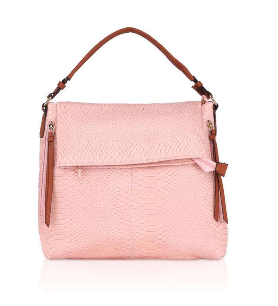 Women's Faux Leather Textured Sling Bag (Pink)
