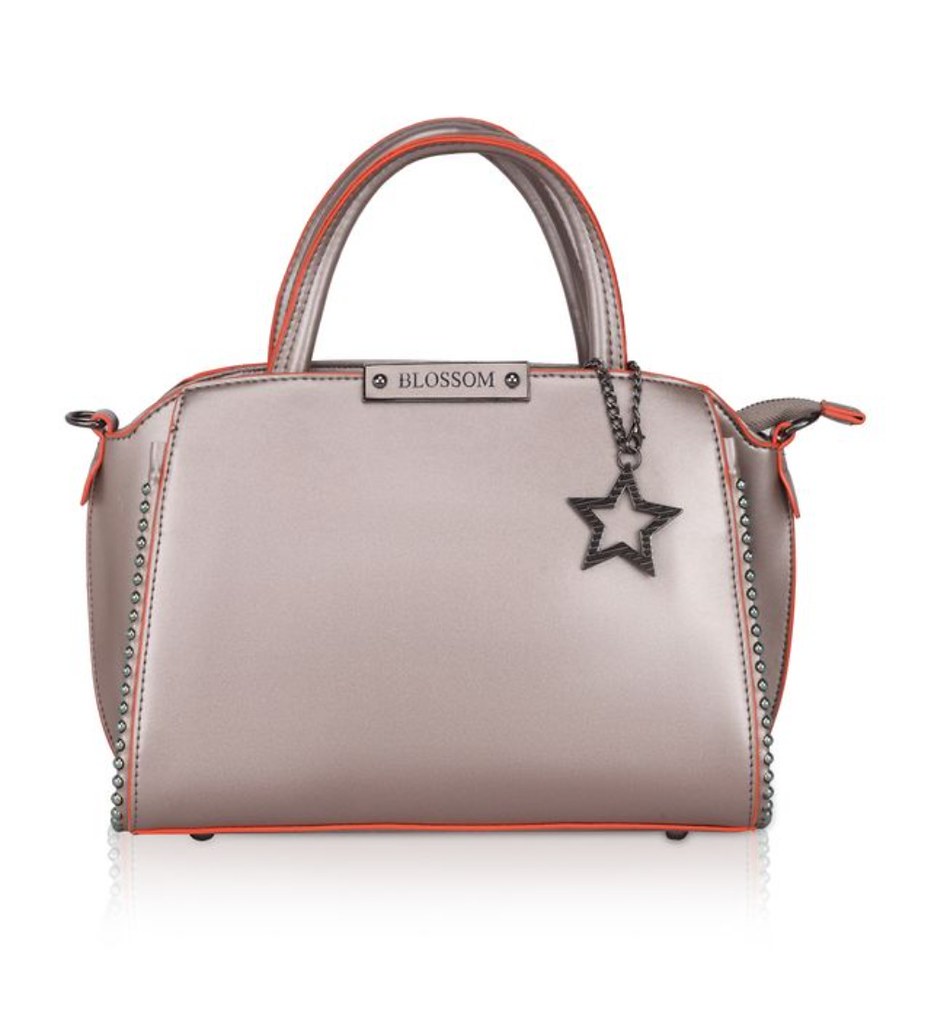 Women's Faux Leather Metal Beads Handbag (Bronze)