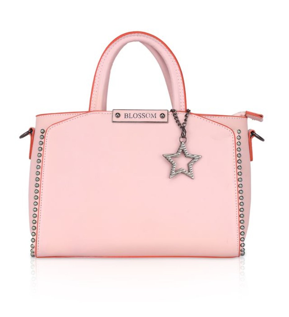 Women's Faux Leather Metal Beads Handbag (Pink)