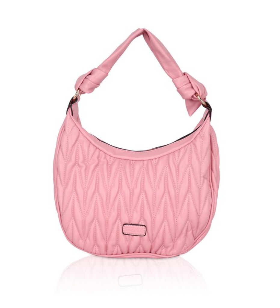 Women's Faux Leather Textured Handbag (Pink)