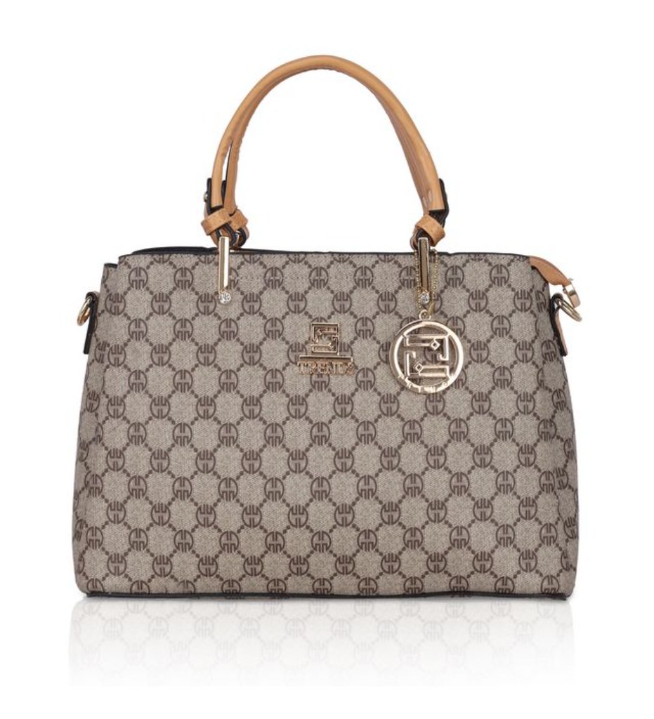 Women's Faux Leather Printed Handbag (Camel)