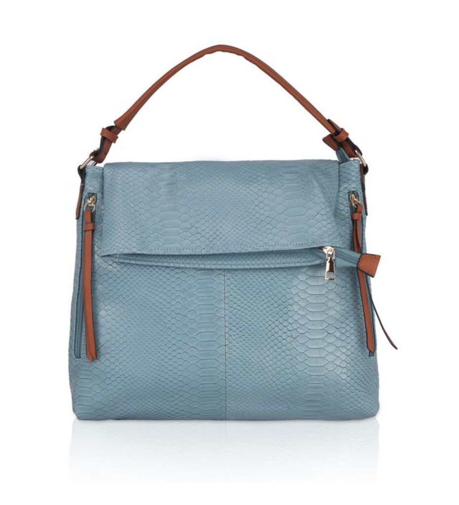 Women's Faux Leather Textured Sling Bag (Blue)