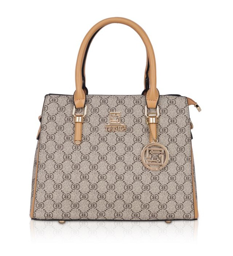 Women's Faux Leather Printed Handbag (Camel)