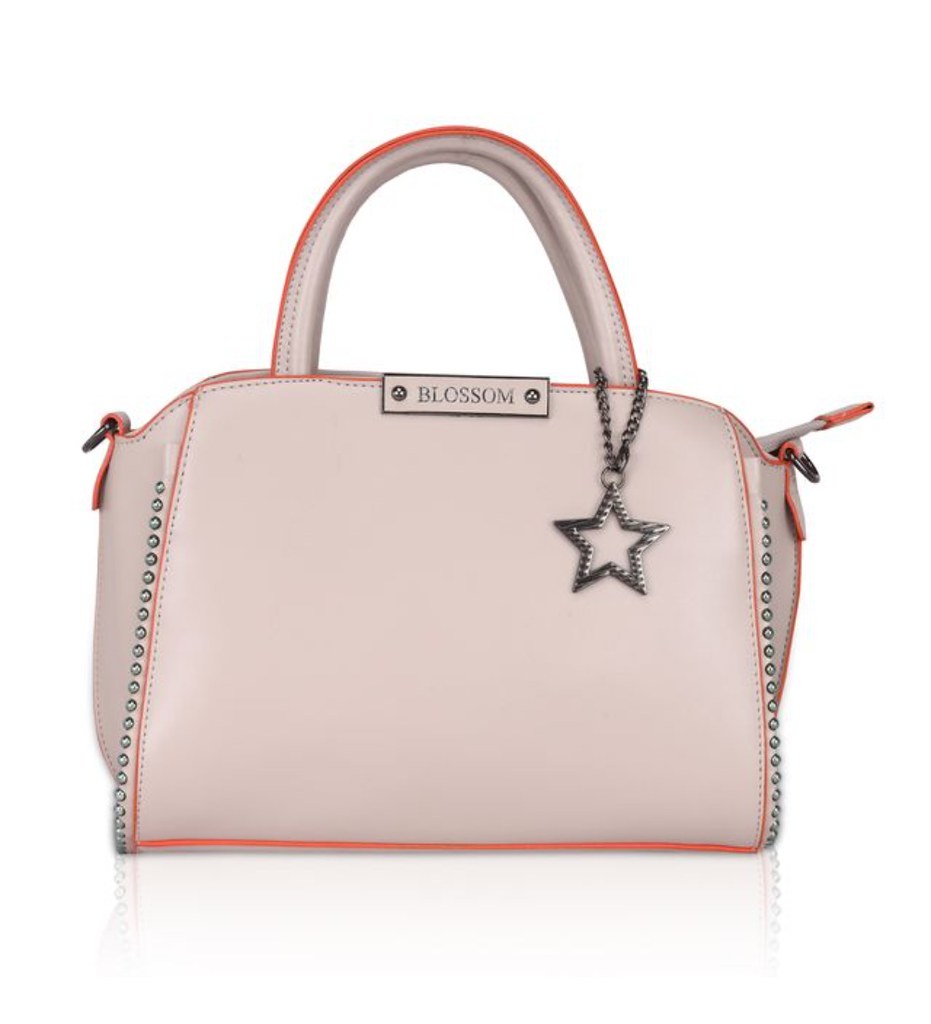 Women's Faux Leather Metal Beads Handbag (Khaki)