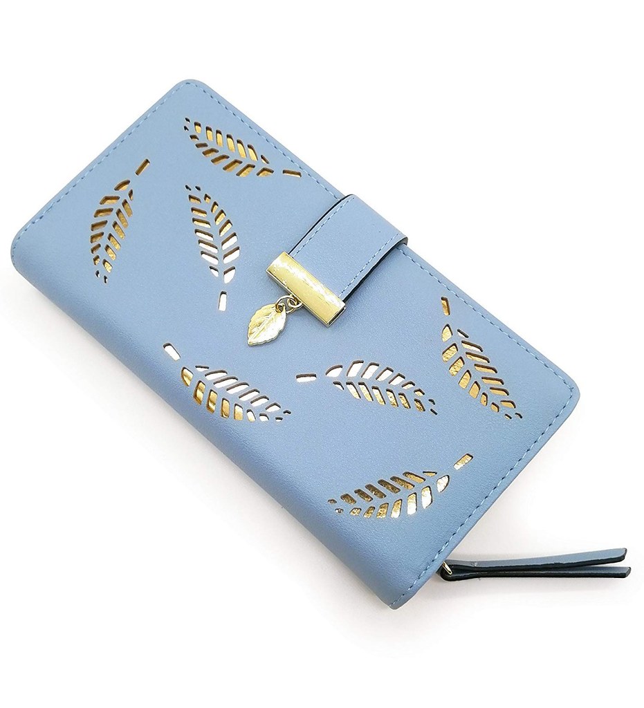 Women's Faux Leather Medium Snap Button Wallet (Purple)