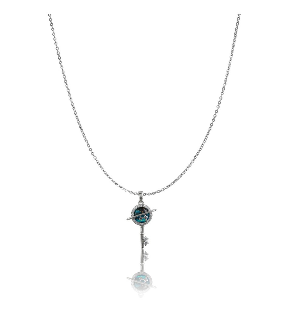 Women's Stainless Steel Key Design Delicate Chain (Silver Plated)