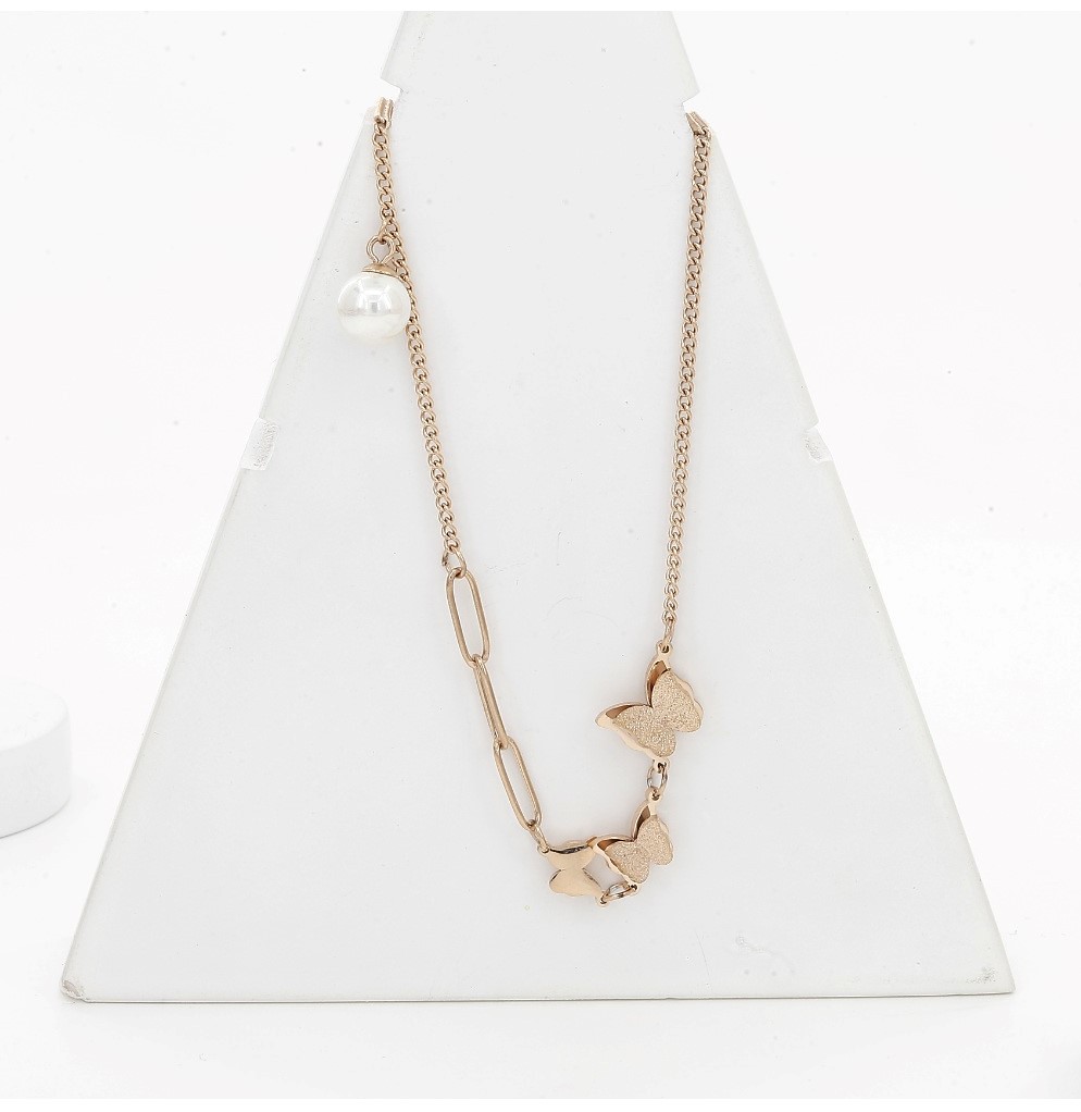 Women's Stainless Steel Butterfly Pendent Delicate Chain (Gold Plated)