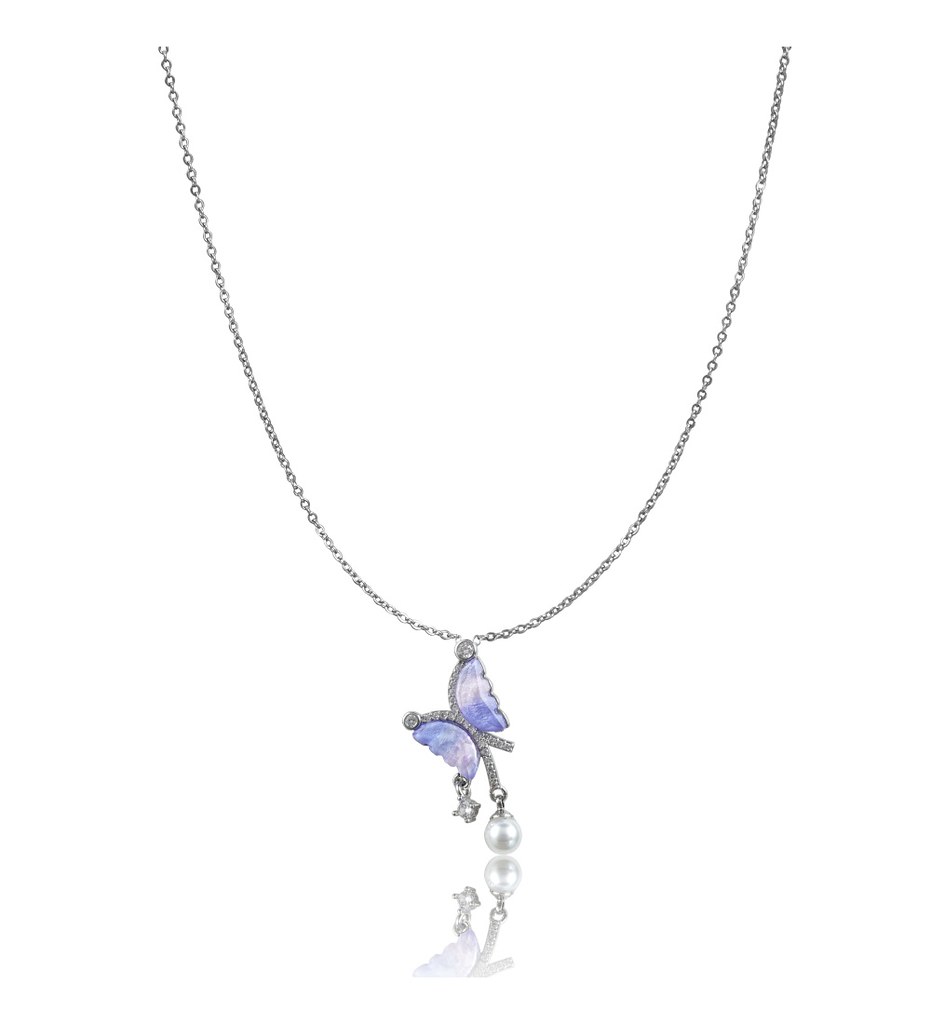 Women's Stainless Steel Butterfly Dailywear Pendent Delicate Chain (Silver Plated)