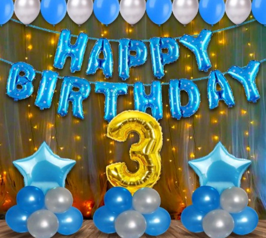 3Rd Birthday Decoration Items For Boys With Fairy Lights (Multicolor)