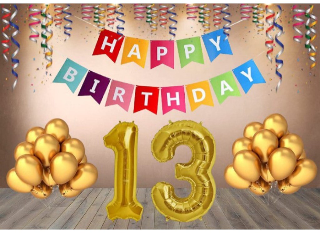 13Th Happy Birthday Decoration Combo With Multi Color Banner (Multicolor)