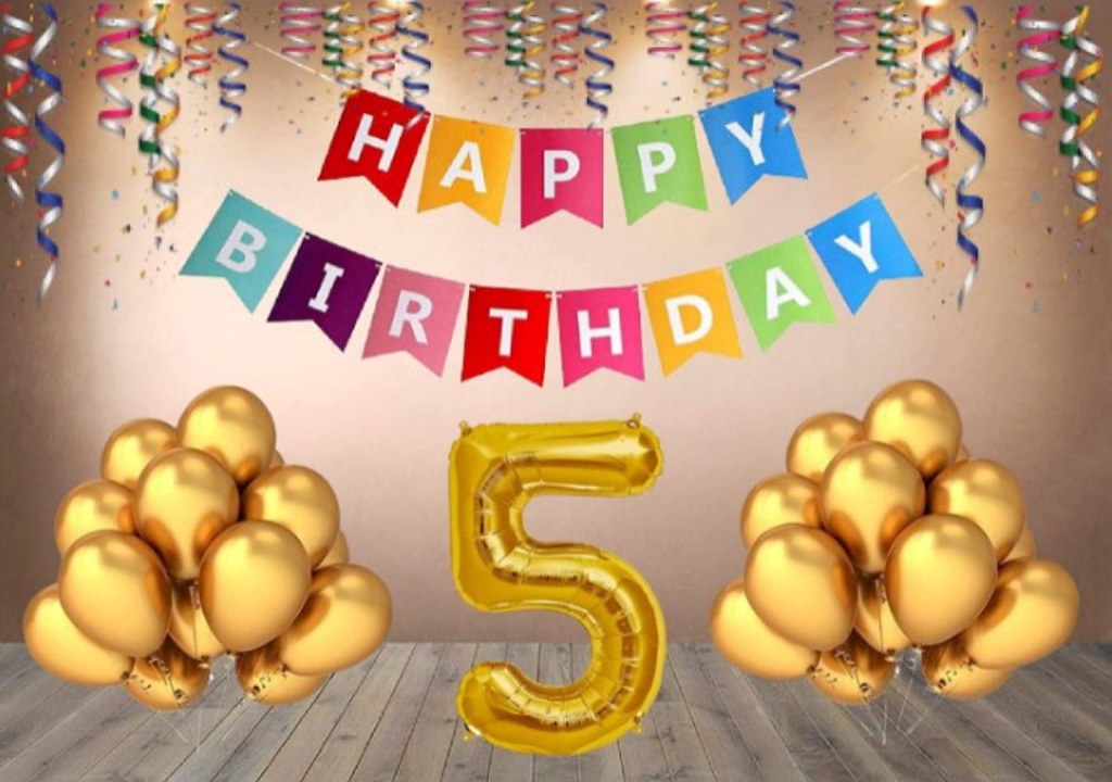 5Th Happy Birthday Decoration Combo With Multi Color Banner (Multicolor)