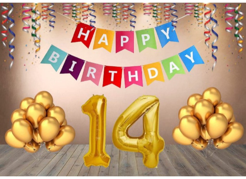 14Th Happy Birthday Decoration Combo With Multi Color Banner (Multicolor)