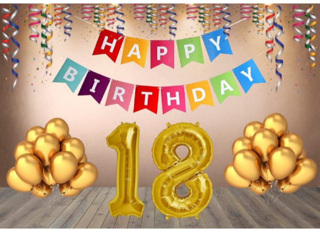 18Th Happy Birthday Decoration Combo With Multi Color Banner (Multicolor)