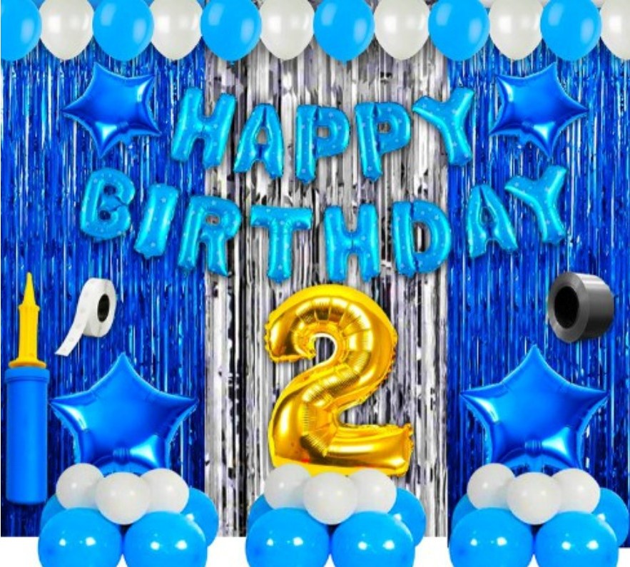 2Nd Birthday Decoration Items For Boys (Multicolor)