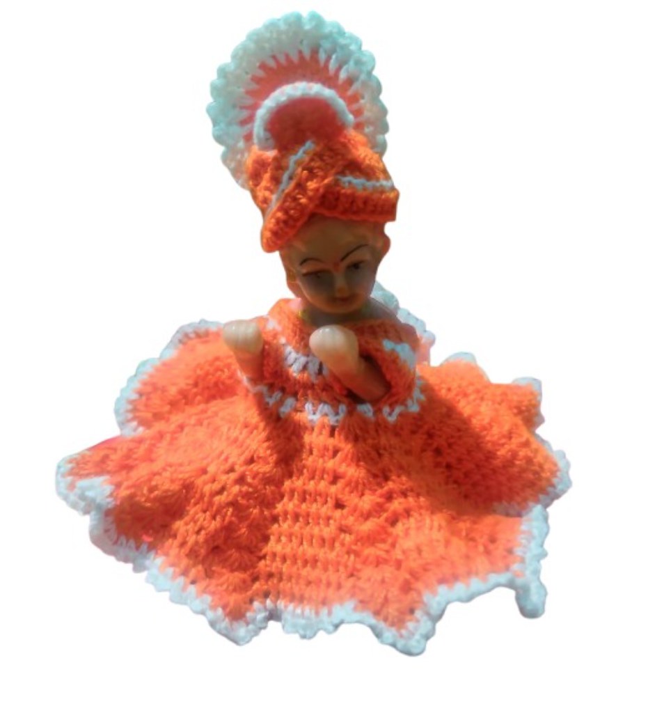 Laddu Gopal Tharad Dress Size: 0 To 6 (Orange-White)